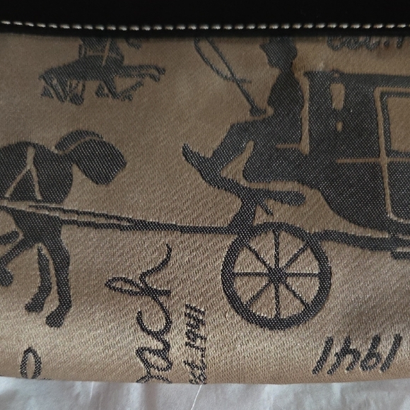 Coach Carriage Print Tan and Black Wristlet - Picture 3 of 6